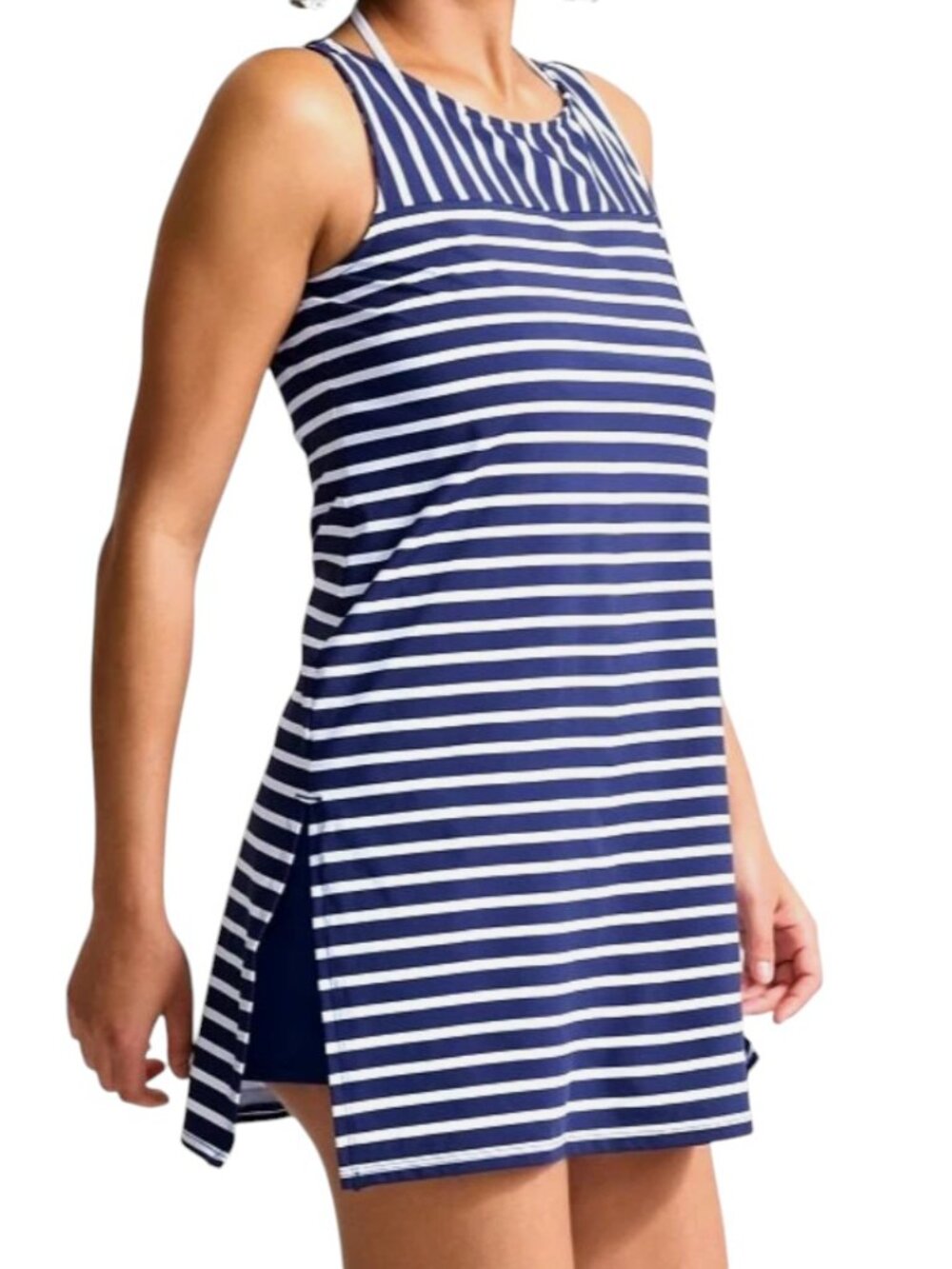 TOMMY BAHAMA Navy White Striped Sleeveless Coastline Romper Shift Dress- XL- NWT